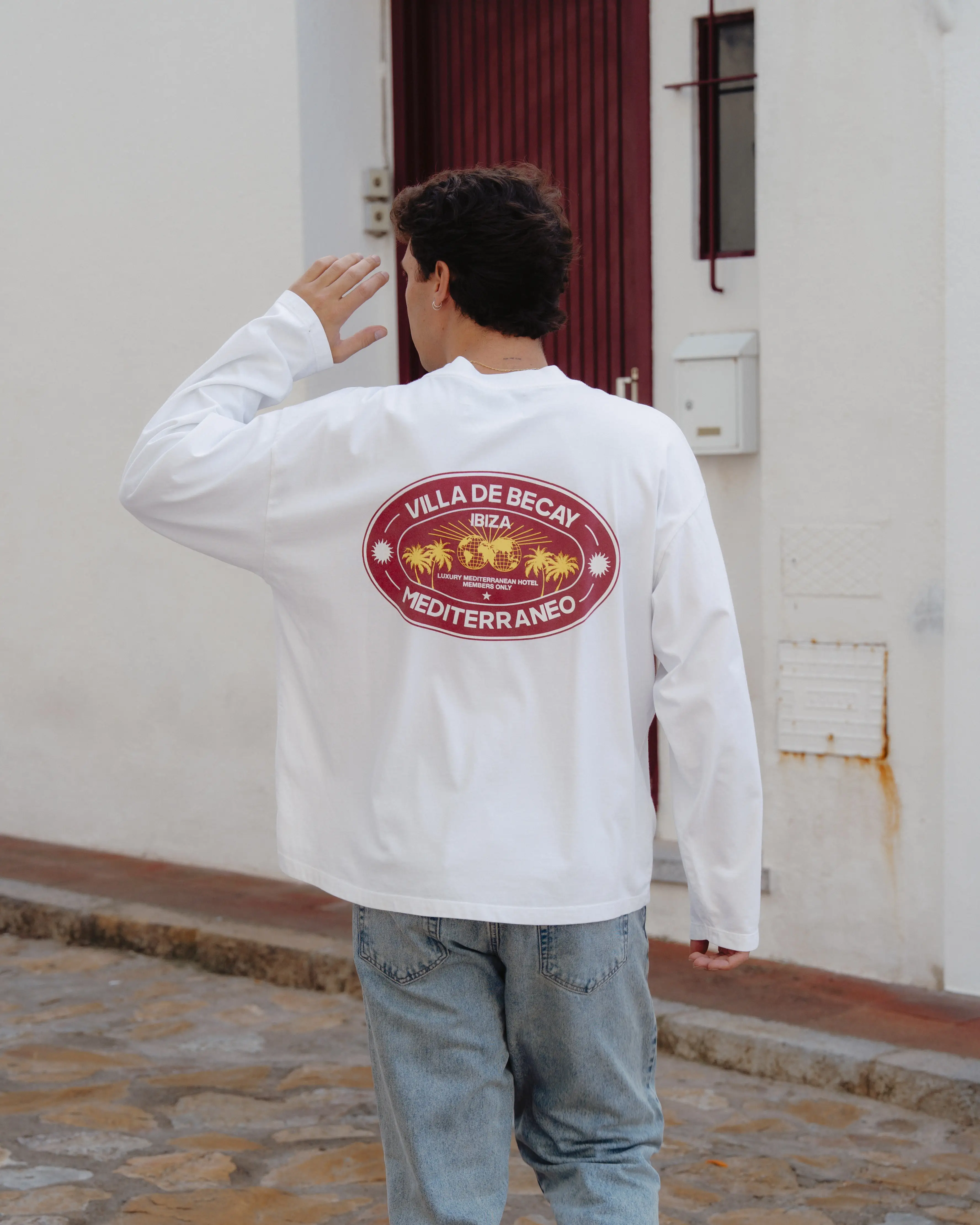 Hotel Longsleeve White & Red - Image 3