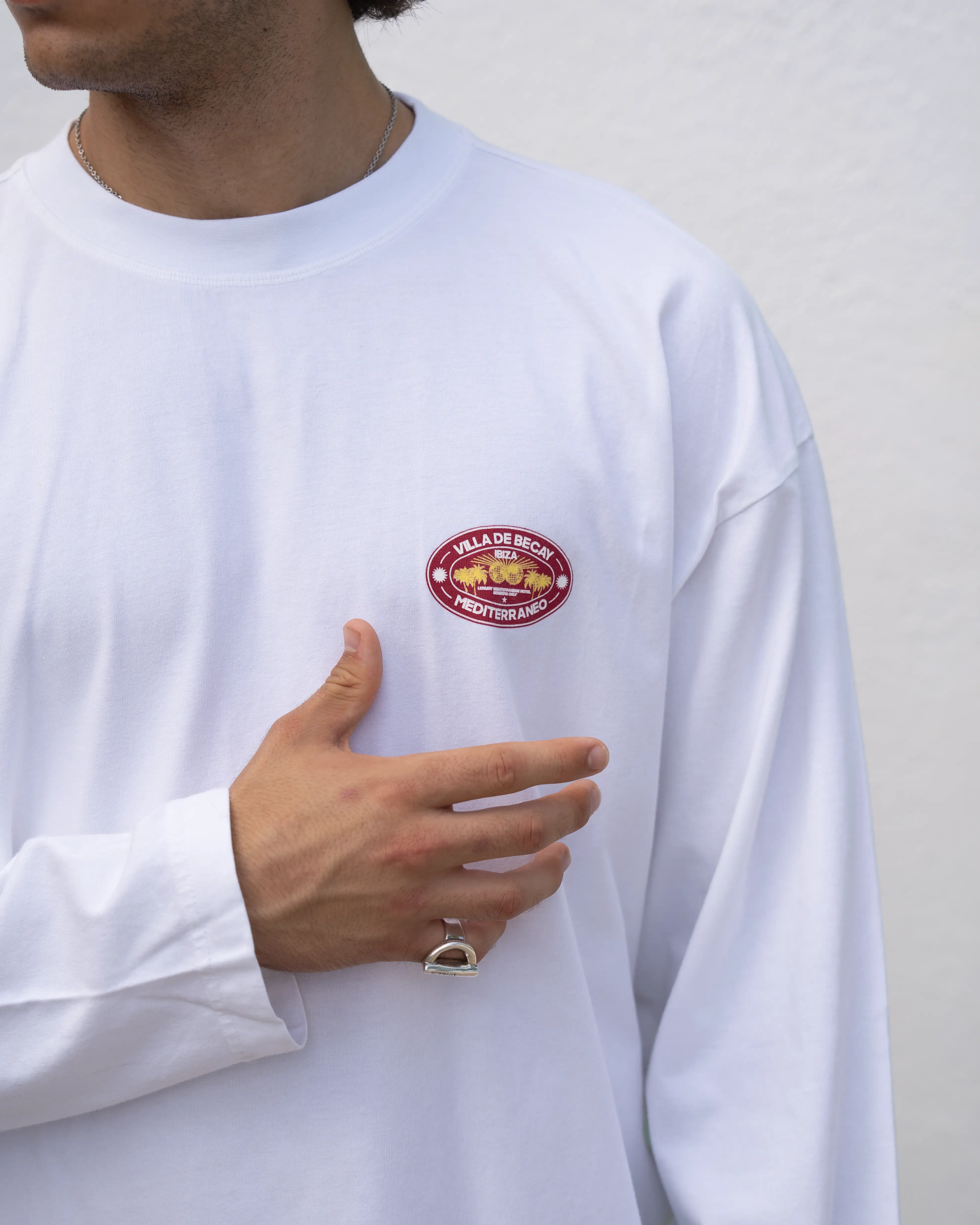 Hotel Longsleeve White & Red - Image 8